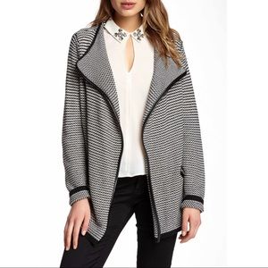 NWT Olivia M faux leather trim sweater jacket‎